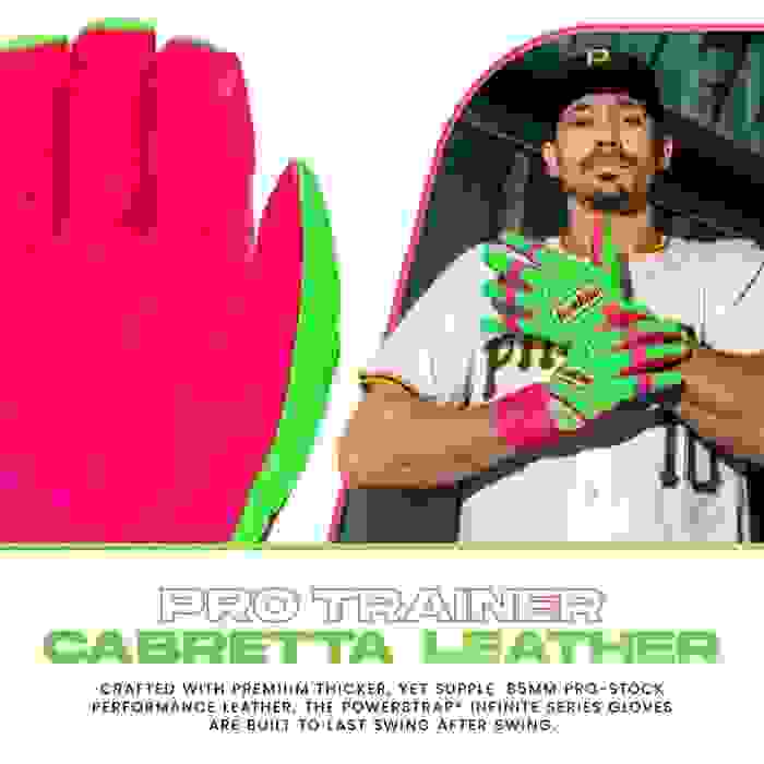 Franklin Sports MLB Powerstrap Infinite Series Youth Green/Pink Batting Gloves